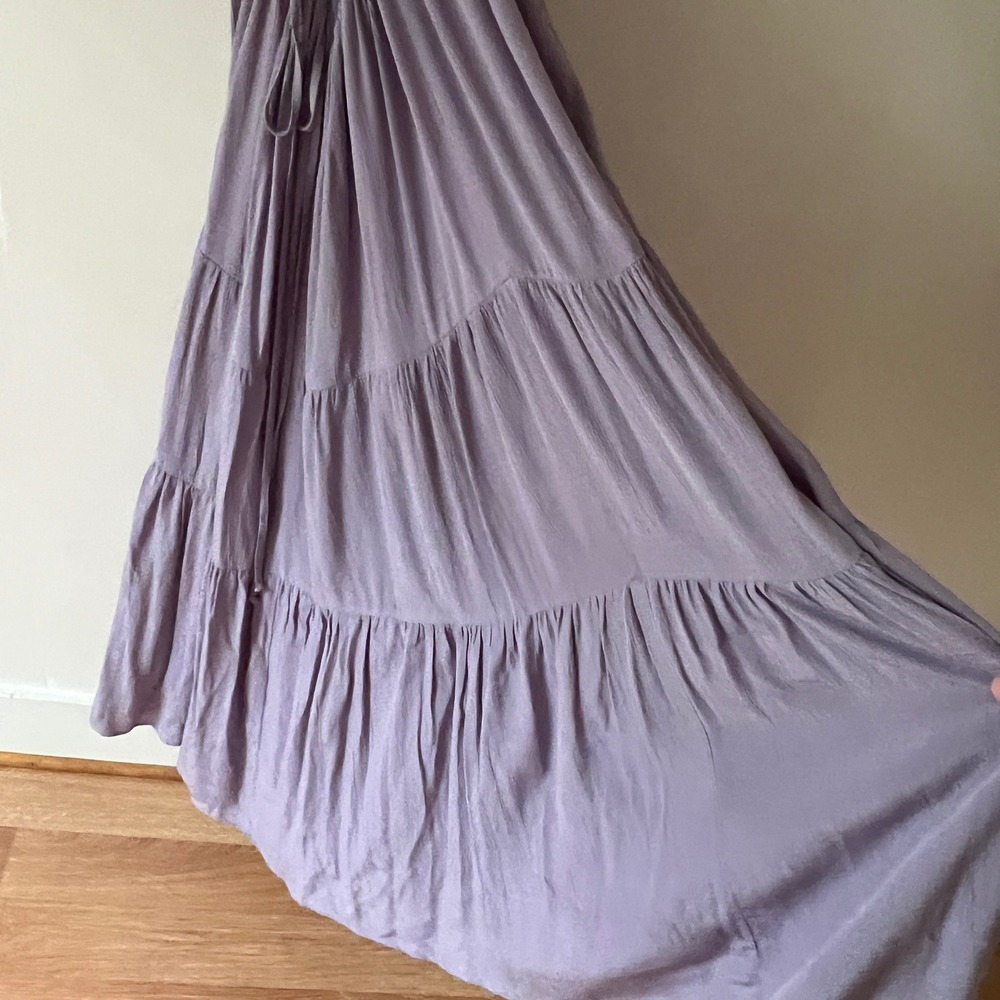 Christy Dawn Delphine Dress Lavender Purple Rayon Tiered Open Back Maxi Small - Picture 9 of 15